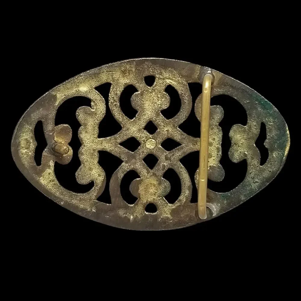 Vintage Belt Buckle Solid Brass Women Abstract Celtic Hippie Goth Made In Taiwan